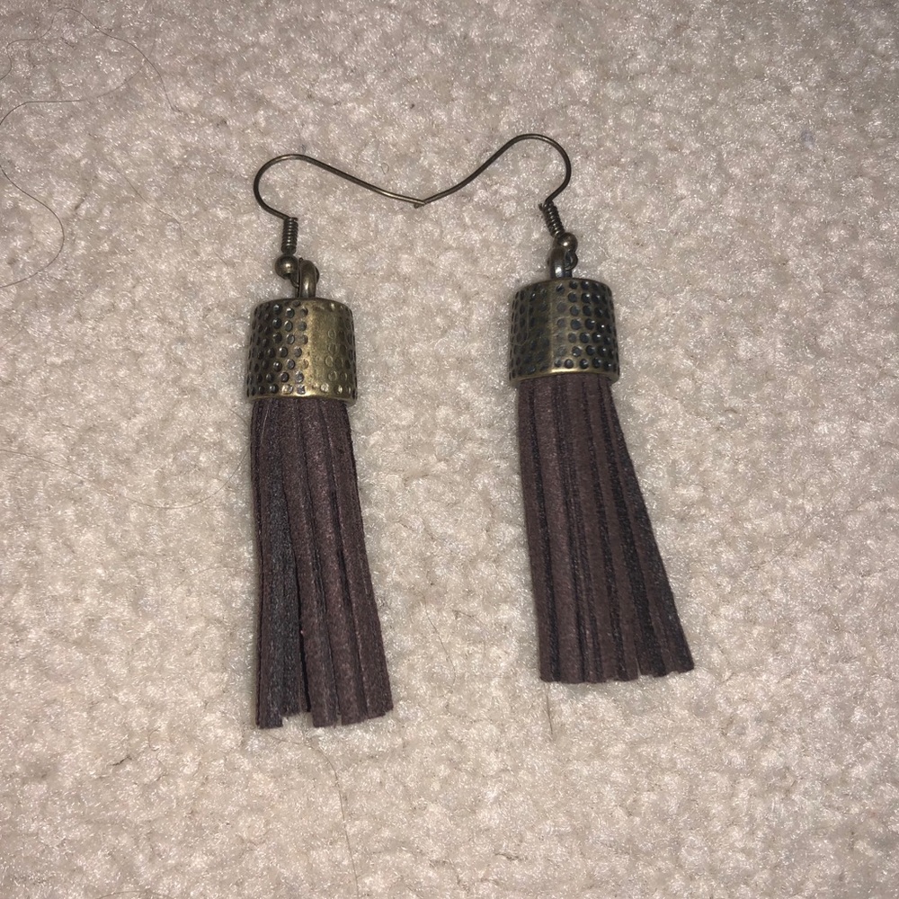 Brown Suede Tassel Earrings